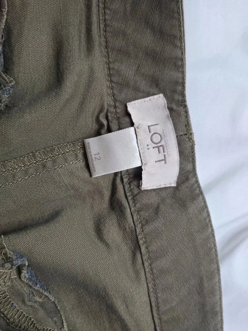 Loft Womens Size 12 Green Linen Cotton Pants Pockets